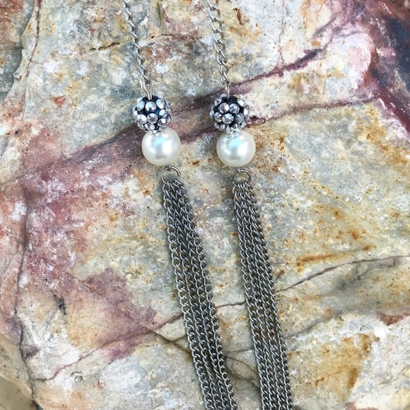 Jewelry - Silver Tone Tassel Drop Earrings Long New
